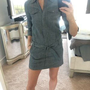 Theory denim 3/4 sleeve zip up dress w/ denim belt
